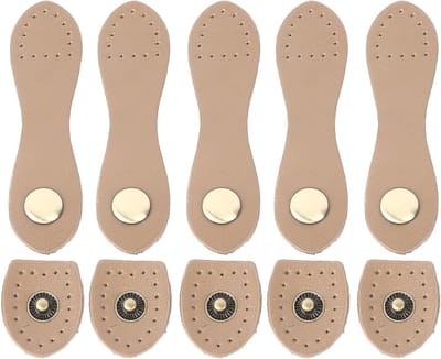 5 Stuks Leren Drukknopen voor Handtassen, Vervangende Sluitingen en DIY Naaiprojecten in Beige
