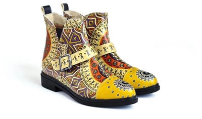 Goby Tribal Sun Dames Enkellaarzen - Handmade - Vegan Leer - Maat 36