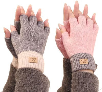 Dailygoods- Vingerloze Handschoenen Warm - Gebreide Dameshandschoenen - Halve Vingers - Elastische Stof - Geschikt voor Typen/Rijden - Zacht Acryl/Katoen
