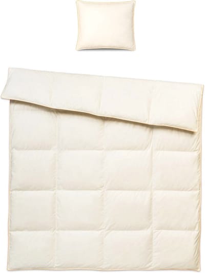 Donzen Dekbed – 140x200cm – 2kg Vulling 1-Persoons Ganzendons Dekbed – 100% Katoenen Tijk - Satijnen Bies – Kleur Crème –Herfst/Winter Seizoen + 1 Kussen 50x60cm