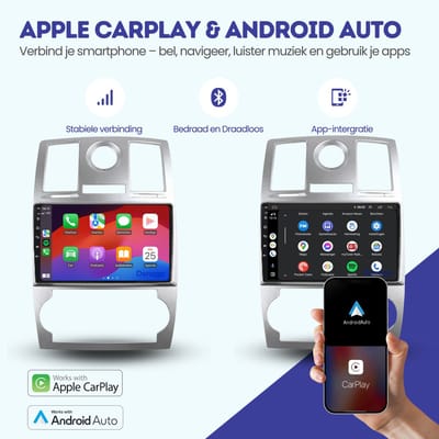 CarPlay autoradio geschikt voor Chrysler 300C (2005 t/m 2007) | 9 inch | Android 13 | Draadloos Apple CarPlay & Android Auto | 2GB + 32GB | QuadCore processor | Denago DNG-A181 | 2025 model | 2005 2006 2007 | Bluetooth & Wifi