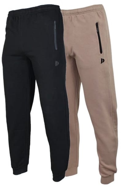 2-Pack Donnay - Joggingbroek met elastiek (Jack) - Sportbroek - Heren - Black/Taupe-grey (724) - maat S