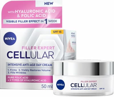 NIVEA Cellular Filler Dagcrème Anti-Age SPF 15 - 3 x 50 ml - Voordeelverpakking