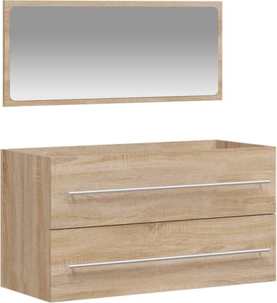 vidaXL - Badkamerkast - met - spiegel - bewerkt - hout - sonoma - eikenkleurig