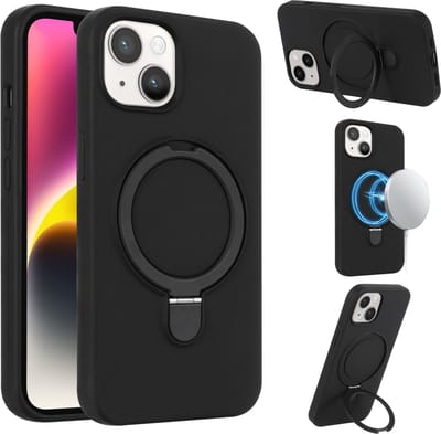 Multimedia & Accessoires Magsafe TPU Siliconen Backcover Case Hoesje met Stand geschikt voor Apple iPhone 15 Pro – Zwart - Telefoonhoesje – met Stand – met MagSafe