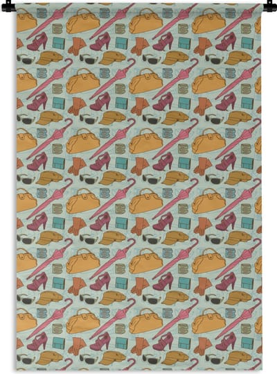 Wandkleed - Wanddoek - Kleren - Paraplu - Seizoenen - Design - 120x180 cm - Wandtapijt