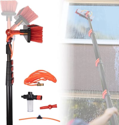 Uitschuifbare Telescopische Wasborstel met Waterdispenser 4.6 M | Multifunctionele Schoonmaakborstel voor voertuigen en huisexterieur