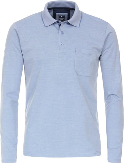 Redmond regular fit polo lange mouw - pique - blauw