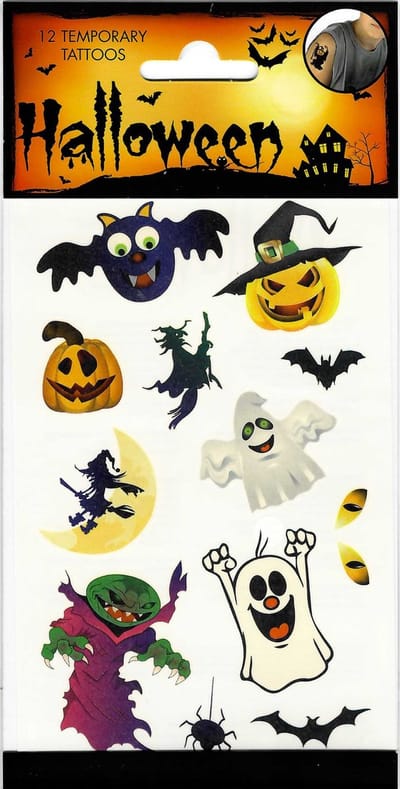 Halloween Tattoos nr. 4/D - Tijdelijke Tattoo - Plak Tattoos - Nep Tattoo - Fake Tattoo – Volwassenen en Kinderen - 1 Vel met 12 tattoos