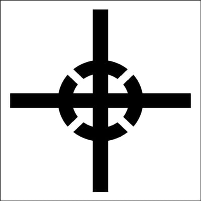 Zwaartepunt sticker, wit zwart 100 x 100 mm