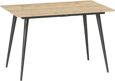 MODFU Uittrekbare eettafel 120/160 x 75 cm – MDF tafelblad, stalen frame, Natural Wood, 6–8 personen