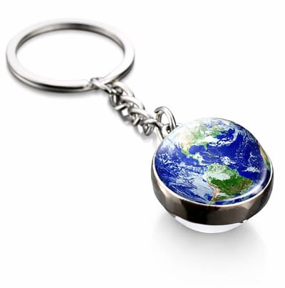 Zonnestelsel Planeten Sleutelhanger Aarde I Glazen Bol Sleutelhouder I Glow In dark I Voor Liefhebbers van Ruimte, Mystiek en Design