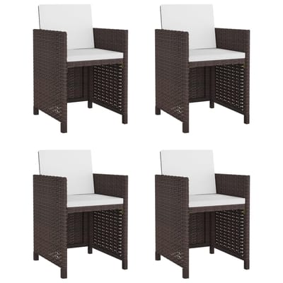 vidaXL - 5-delige - Tuinset - met - kussens - poly - rattan - bruin