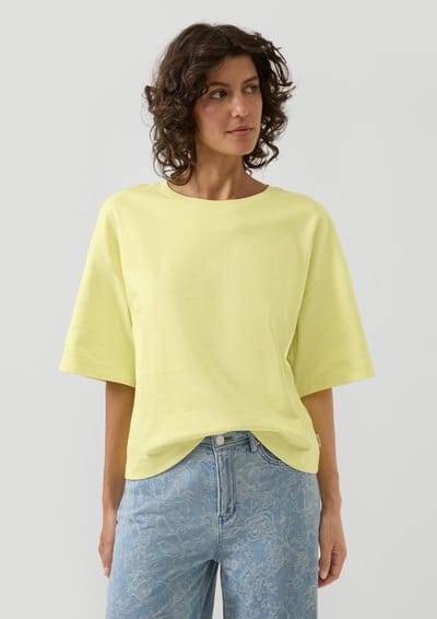 T-shirt oversized in zacht katoen interlock met logo-applicatie vrouw s.Oliver