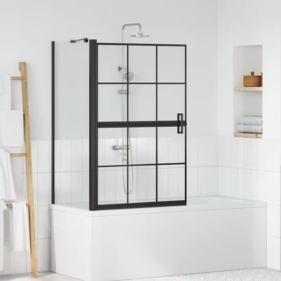 vidaXL - Bad - Douche - Scherm - Zwart - en - Transparant - 80 - x - 68 - x - 128 - cm