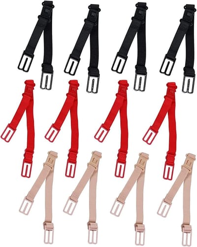 Elastische beha strap clips set van 12 stuks in zwart, rood en beige - Anti-slip beha accessoire voor verstelbare schouderbandjes.