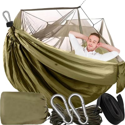 Dailygoods- Campinghangmat Ultralicht - Muggennet - Nylon - 260 x 140 cm - Ademend - Voor Trekking/Backpacking - Reishangmat
