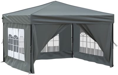 Partytent opvouwbaar - Paviljoen - 3x3 - Easy up - Waterdicht - met Zijwanden - Weerbestendig - Antraciet