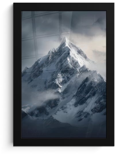 Poster in lijst - Fotolijst 20x30 cm - Posters - Sneeuw - Berg - Wolken - Posterlijst zwart - Decoratie - Wanddecoratie woonkamer - Muurdecoratie slaapkamer