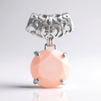 Cavill - Zilveren Hanger 925 Sterling Zilver Gerhodineerd - Braziliaanse Rozenkwarts Rond 6,615 ct - Elegante Dames Hanger uit Monosono Collectie