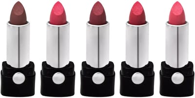 Glam of Sweden - Set met 5 Parelmoer Glans Shimmer Mini Glitters Lipsticks / Lippenstiften - #06 Bruin - #17 Roze - #18 Donker Oud Roze/Rood Roze - # 21 Oud Roze - # 23 Helder Roze