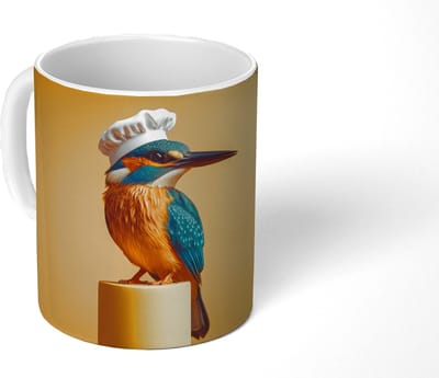 Mok - Koffiemok - Ijsvogel - Pilaar - Koksmuts - Vogel - Mokken - 350 ML - Beker - Koffiemokken - Theemok