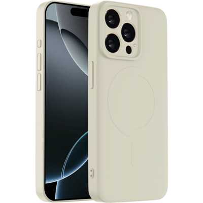 ShieldCase siliconen back cover met magneet geschikt voor iPhone 16 Pro hoesje - TPU / siliconen backcover - telefoonhoesje speciaal voor magnetische accessoires - hoesje met camera cover (beige)