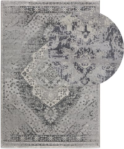 Lifa Living - Vloerkleed - Vintage - Grijs/Crème - Poolhoogte: 5 mm - Oosters - 80 x 150 cm
