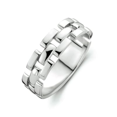 Zilver Gerhodineerde Ring schakelmotief 1334015 19.75 mm (62)