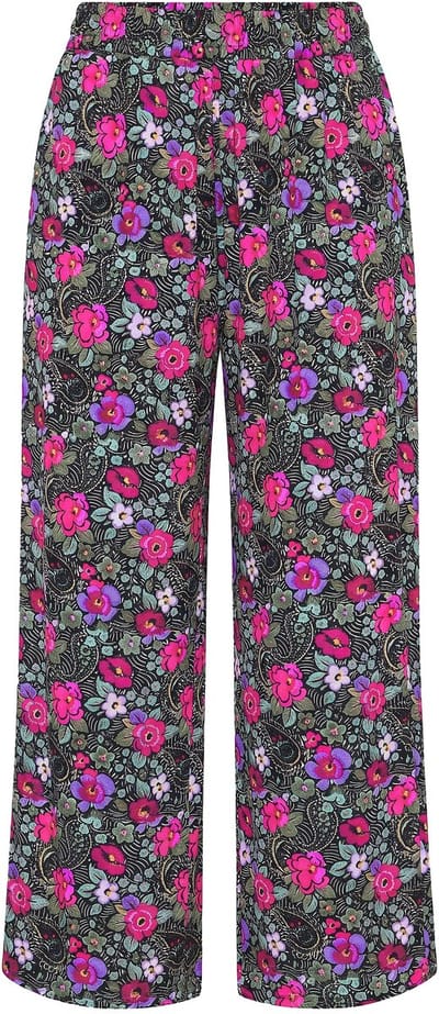 Studio Untold - Dames - Wijde broek wijde pijpen bloemen - Zwart - Maat 42+