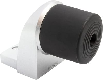Vloerdorpstopper met schroefbevestiging - 94 x 52 x 68 mm, aluminium uitstraling, zwart, thermoplastisch rubber