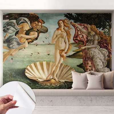 Coloray Zelfklevend Behang - De geboorte van Venus Stickerbehang op rol - 208x146 cm - Zwart Zelfklevend Behang - Voor de woonkamer, slaapkamer en kantoor - Herpositioneerbaar - Zelfklevend fotobehang