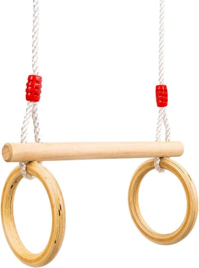 Houten Trapeze Swing - Gymnastiek Ringen - Kracht Opbouwen - Ergonomisch Ontwerp - 46 x 20 cm - Natuurlijk Hout
