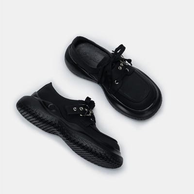 Nieuwe Stijl Grote Kop Dikke Zool Casual Kleine Leren Schoenen Dames All-match Echt Leer Mode Dames Enkelschoenen Dikke Zool Veters 39