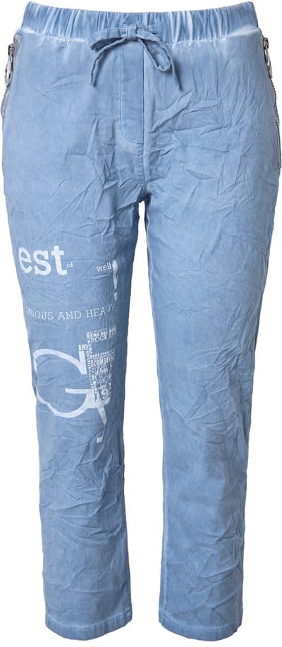 Angel of Style - Dames - Broek joggpants crinkle ritszakken - Hemelsblauw - Maat 42