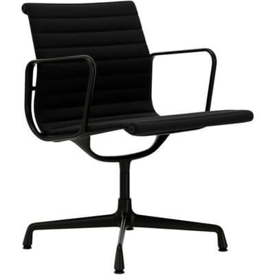 Vitra - Aluminium Chair - EA 108 - diepzwart - Hopsak - zwart - Glijders voor harde vloer
