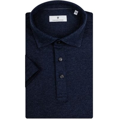Thomas Maine Polo Texture Cotton Knit Jersey Short Sleeve Two-Tone Navy / male