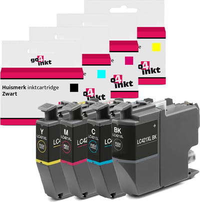 Go4inkt compatible met Brother LC-421XL bk/c/m/y multipack inktcartridges DCP-J 1050DW 1140DW 1800DW MFC-J 1010DW