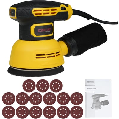5-inch excentrische schuurmachine met 15 stuks schuurpapier 12000 RPM 6 variabele snelheidsschuurmachine Hoog EU Plug geel
