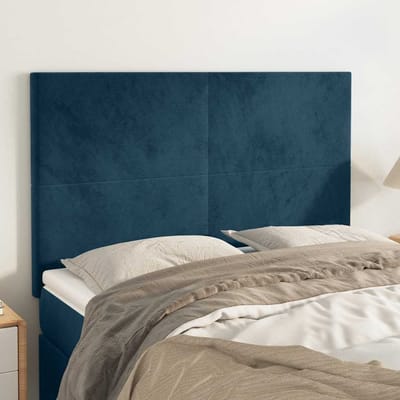 vidaXL - Hoofdbord - donkerblauw - 144x5x118/128 - cm - fluweel