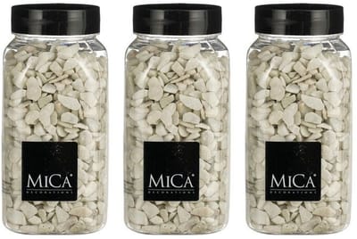 Mica Decorations decoratie steentjes - 3x - wit - 1 kilo - 650ml - hobby steentjes