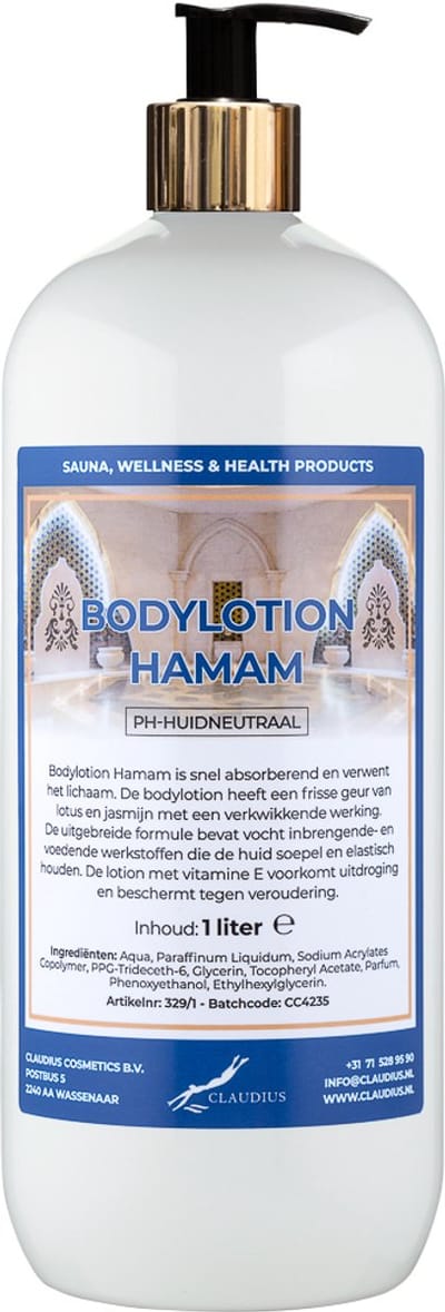 Bodylotion Hamam 1 liter met gouden pomp