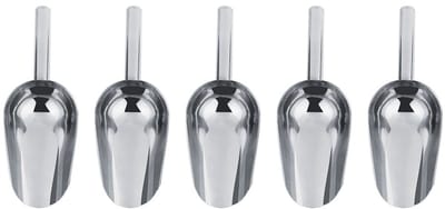 Dailygoods- IJslepel Set van 5 - Roestvrij Stalen Schep - Lichtgewicht - Duurzaam - Ideaal voor IJs en Voedsel - Totale Lengte 19 cm - Voedschep