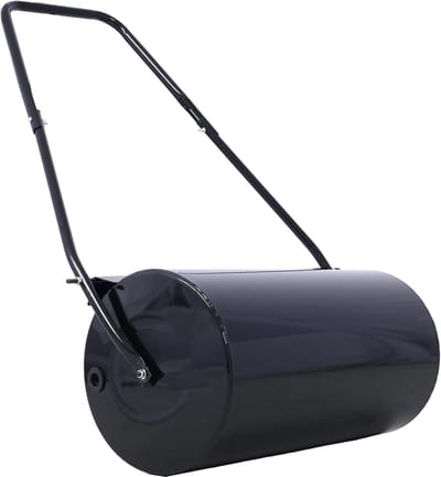 Gazonrol Staal - Tuinrol Bodemverbeteraar - Gazon Egaliseren - 48 Liter Capaciteit - 715 x 320 x 1080 mm - Zwart