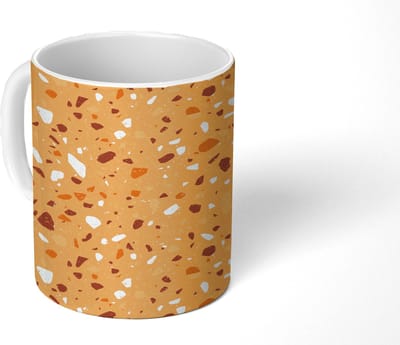 Mok - Koffiemok - Terrazzo - Patroon - Okergeel - Mokken - 350 ML - Beker - Koffiemokken - Theemok