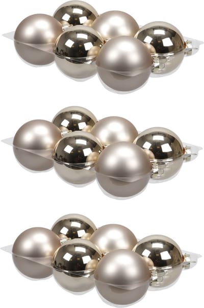 18x stuks kerstversiering kerstballen licht champagne (autumn blonde) van glas - 8 cm - mat/glans - Kerstboomversiering