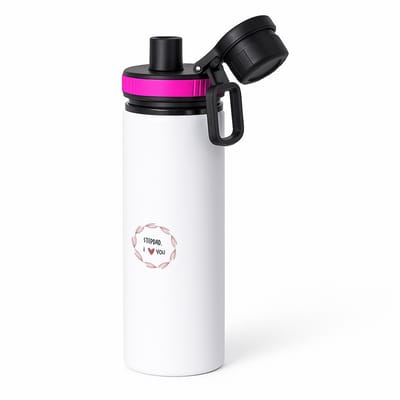 Hacebo® - stepdad I love you waterfles met draaidop roze - Papa - de liefste stiefvader - vader cadeautjes - vaderdag - verjaardagscadeau - verjaardag - cadeau - geschenk - kado - gift - vader artikelen - water fles - 850ML