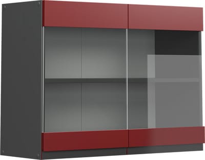 Vicco R-Line Glazen keukenkast – 80 cm J-vorm Rood