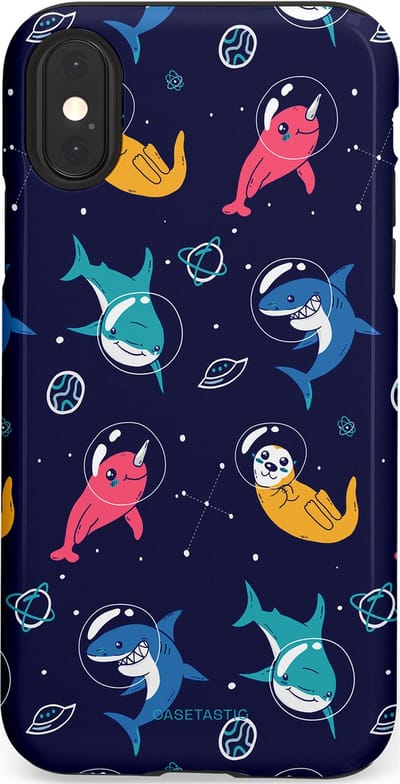 Casetastic Hoesje Geschikt voor Apple iPhone X/Xs - Stijlvolle Beschermende Duo-layer Case - Ruimte Oceaan Blauw