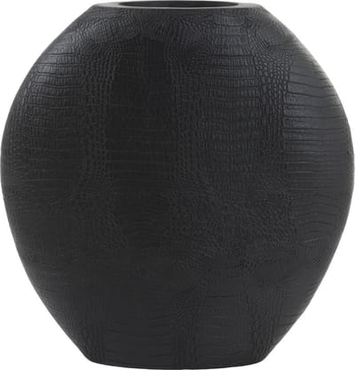 Light & Living Vaas Skeld - Zwart - 39x11x40cm - Kunststof - Luxe - Bloemenvaas - Woondecoratie - Decoratieve vaas voor woonkamer of slaapkamer